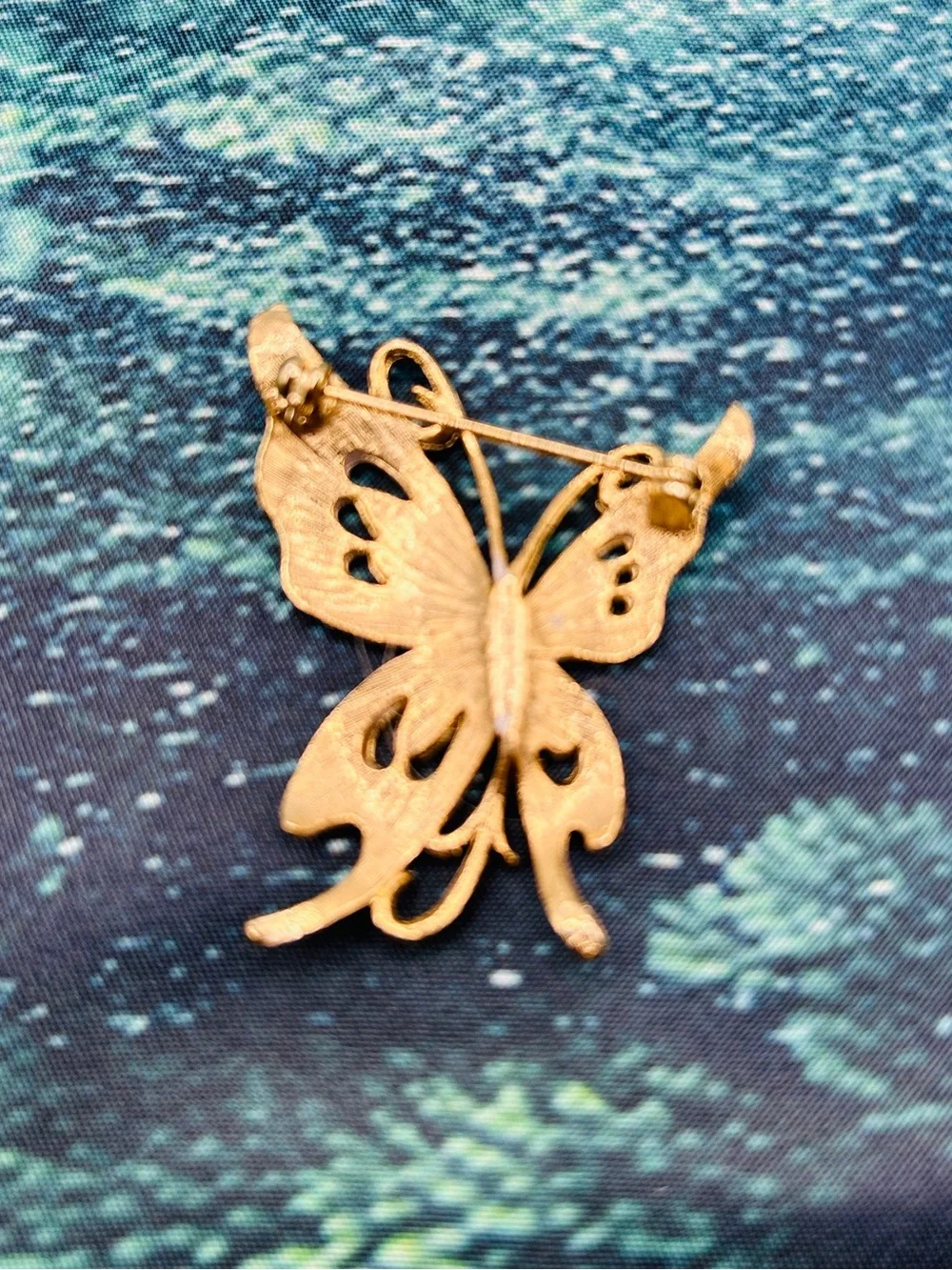 Five Piece Assorted Butterfly Brooch Pin Set - Multicolor Metals Gold Monet Sign